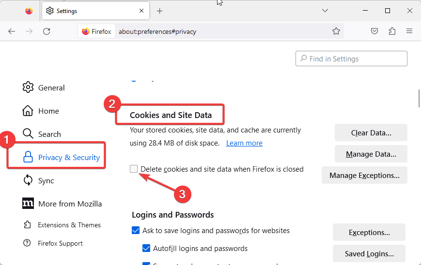 Enable cache auto clearing in Firefox