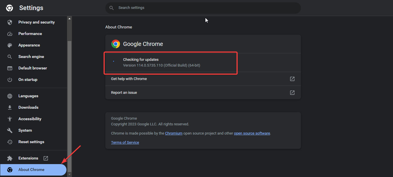 Google chrome checking for updates