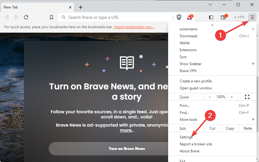 How to clear browser cache in Brave