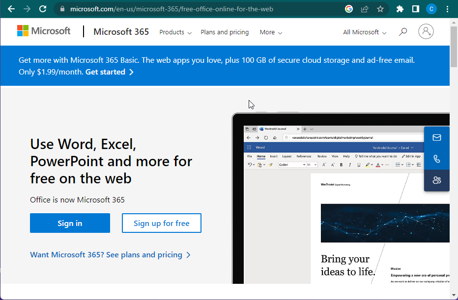  Visit Microsoft's free online office tools