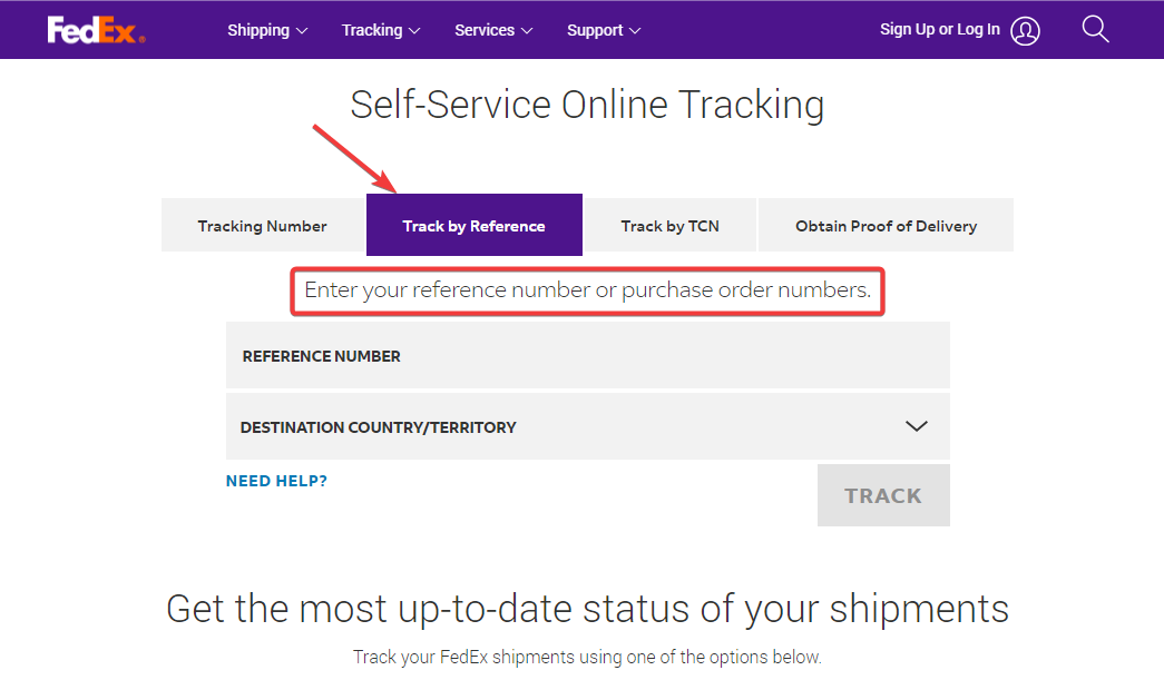 Track by Reference number FedEx