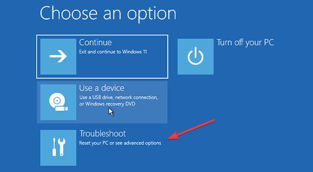 Windows 11 Advanced Startup options