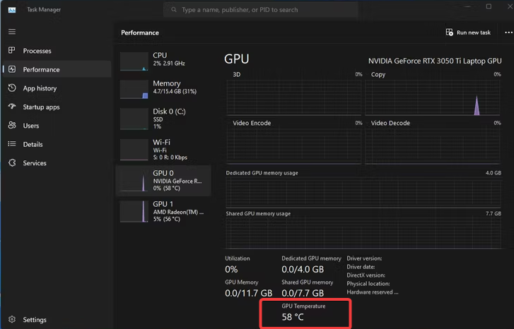 Check GPU Temprature in Windows 11