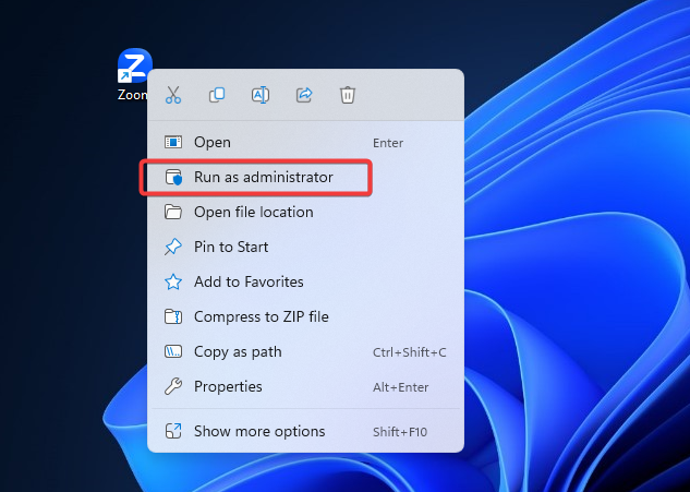 Running Zoom app as an administrator