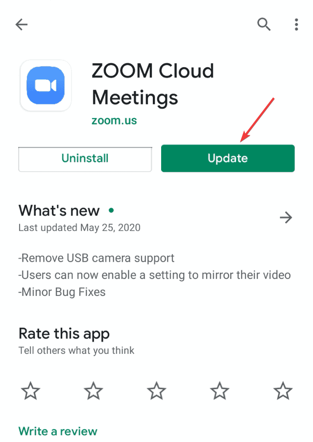 updating Zoom App from Playstore